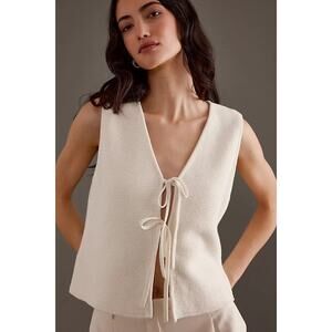 Aligne Cotton Tie Front Knit Vest Medium